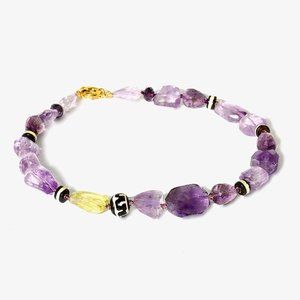14KGF Natural Amethyst & Citrine Statement Necklace